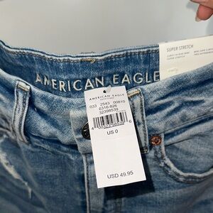 American Eagle Outfitters Blue Distressed Denim Mini Skirt